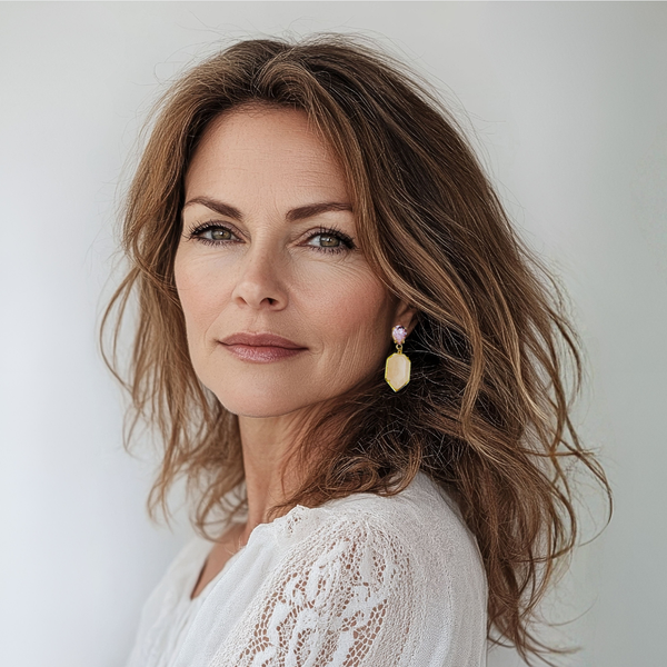 Pastel Rose Quartz Earrings | Gold