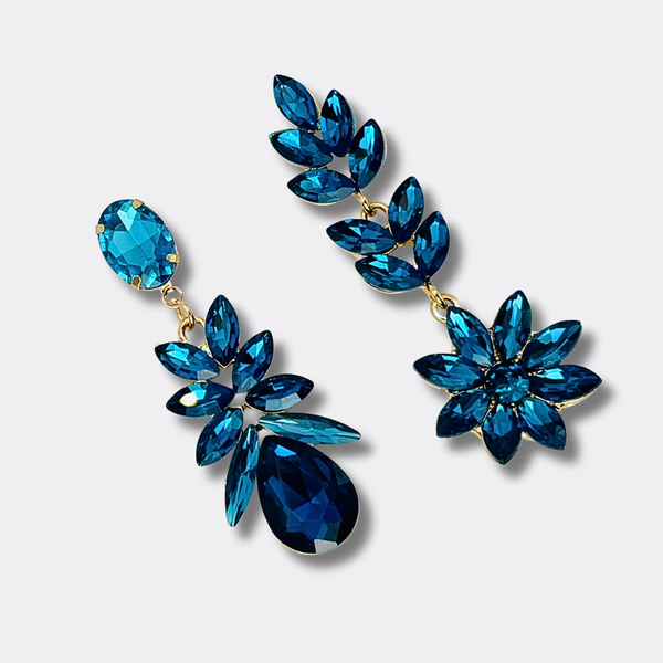 Petrol Crystal Earrings | Gold