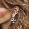 Pink Opal Flower Earrings | Gold