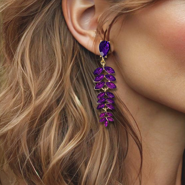 Purple Leafs Earrings | Gold
