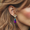 Rainbow Peacock Earrings | Gold