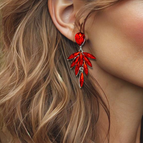 Red Crystal Earrings | Silver