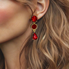 Red Crystal & Agate Earrings | Gold