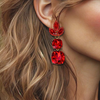Red Strass Drop Earrings | Gold