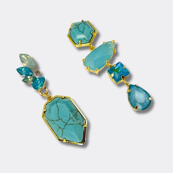 Small Blue Turquoise Earrings | Gold