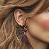 Subtle Burgundy Earrings | Gold