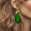 Trio Green Resin Earrings | Gold
