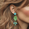 AB Light Green Agate Earrings | Gold - Muze Earrings
