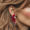 AB Red Crystal Earrings | Gold - Muze Earrings