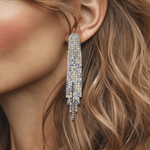AB Strass Drop Earrings | Silver - Muze Earrings