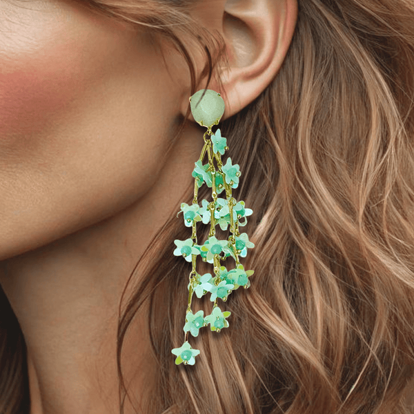 Amazonite Mint Flowers Earrings | Gold - Muze Earrings