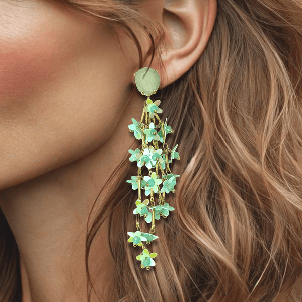 Amazonite Mint Flowers II Earrings | Gold - Muze Earrings