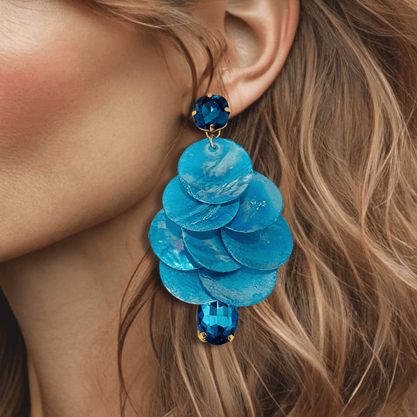 Aqua Blue Shell Earrings | Gold - Muze Earrings