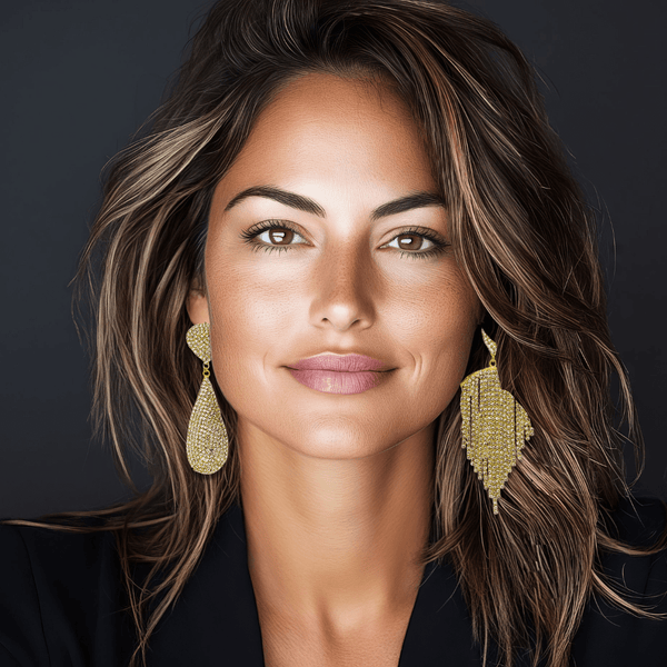 Big Crystal Strass Earrings | Gold - Muze Earrings