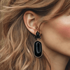 Black Agate Glam Earrings | Gold - Muze Earrings