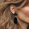 Black Agate Glam Earrings II | Gold - Muze Earrings