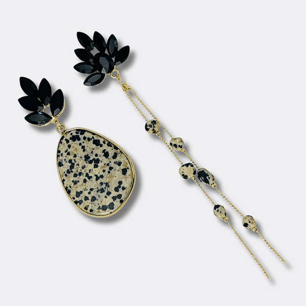 Black Crystal Dalmatian Earrings | Gold - Muze Earrings