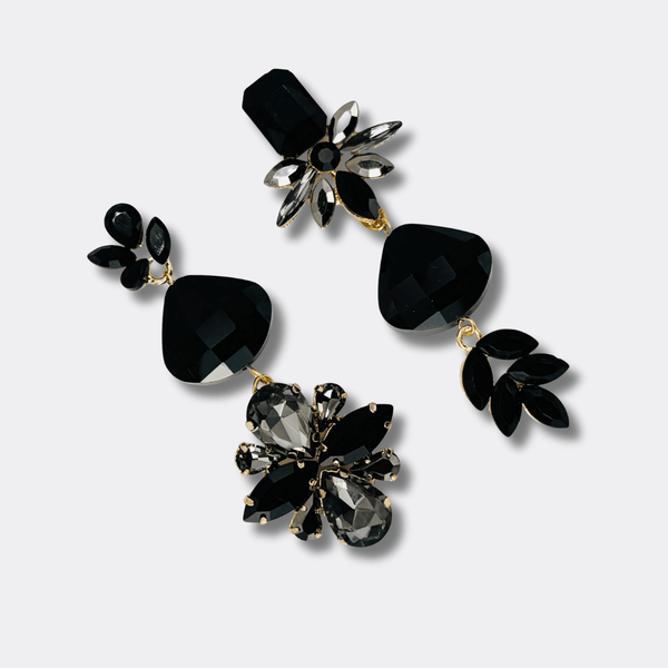 Black facet Agate Earrings | Gold - Muze Earrings