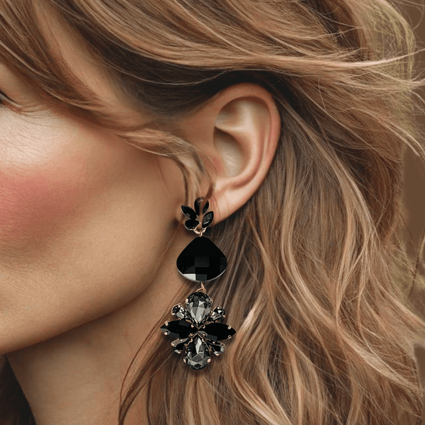 Black facet Agate Earrings | Gold - Muze Earrings