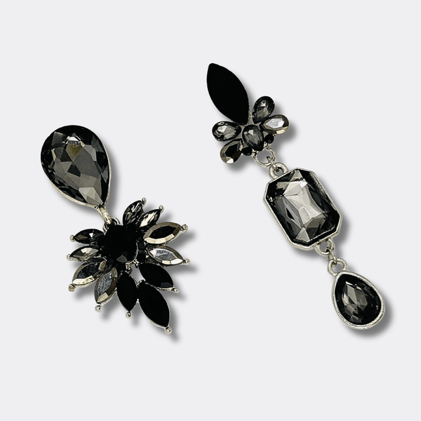 Black & Grey Earrings | Silver - Muze Earrings