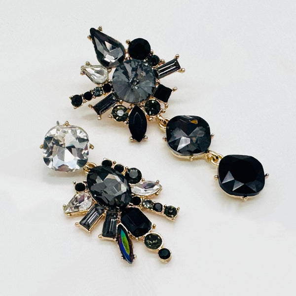 Handgemaakt statement oorbel black grey spring handgemaakt door MUZE earrings. Gratis geleverd binnen nederland en belgie.