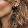 Black Long Glam Earrings | Gold - Muze Earrings