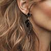 Black Long Glam Earrings | Gold - Muze Earrings