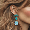 Blue Agate Leafs Earrings | Gold - Muze Earrings