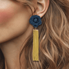 Blue Denim Flower Earrings | Gold - Muze Earrings