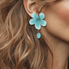 Blue Mesh Festival Earrings | Gold - Muze Earrings