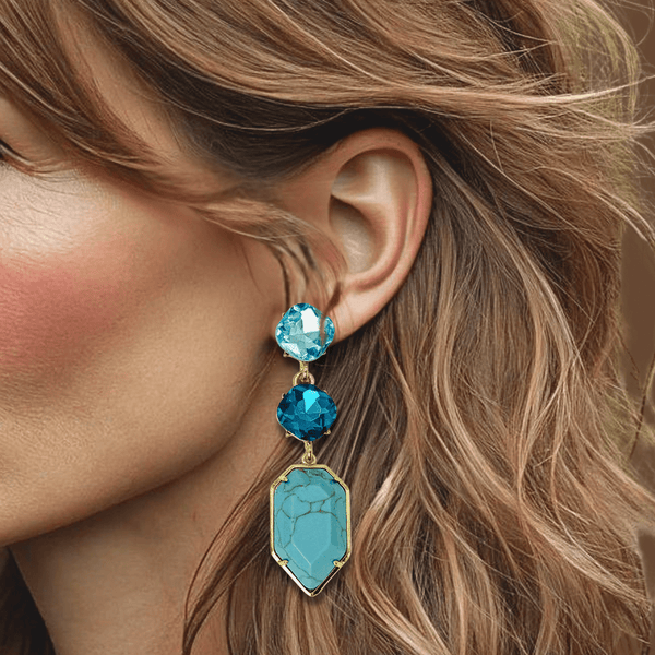 Blue Turquoise Earrings | Gold - Muze Earrings