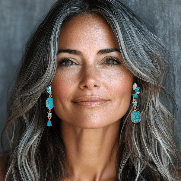 Blue Turquoise Earrings | Gold - Muze Earrings