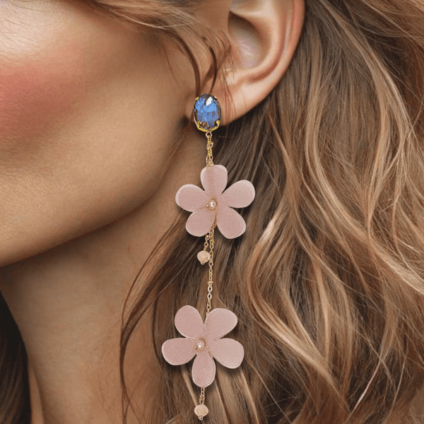 Blush Pink Bloom Earrings | Gold - Muze Earrings