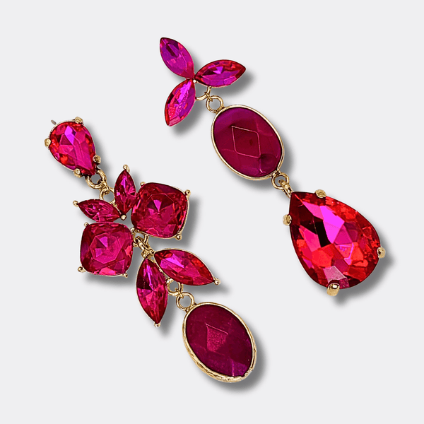 Bold Fuchsia Earrings II | Gold - Muze Earrings
