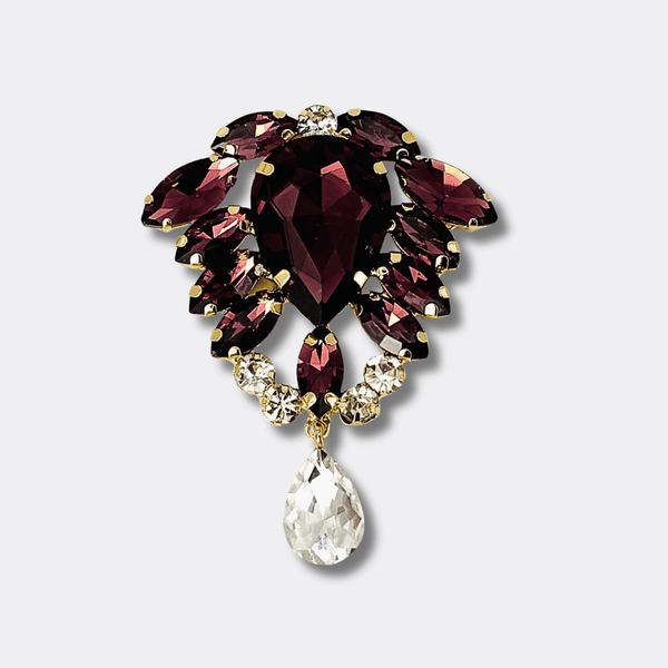 Broche Burgundy Crystal | Gold - Muze Earrings