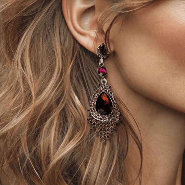 Burgundy Agate Earrings | Gold - Muze Earrings