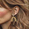 Burgundy Brown Strass Earrings | Gold - Muze Earrings