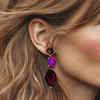 Burgundy Fuchsia Agate Earrings | Gold - Muze Earrings