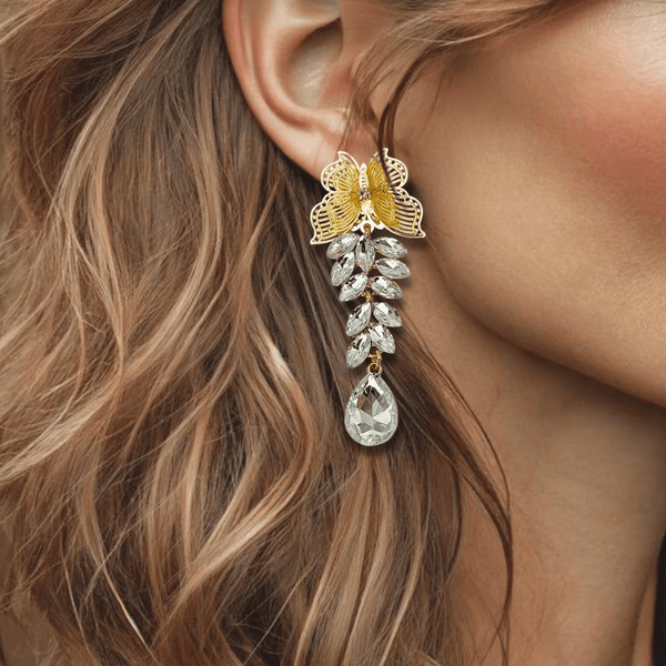 Butterfly Crystal Earrings | Gold - Muze Earrings