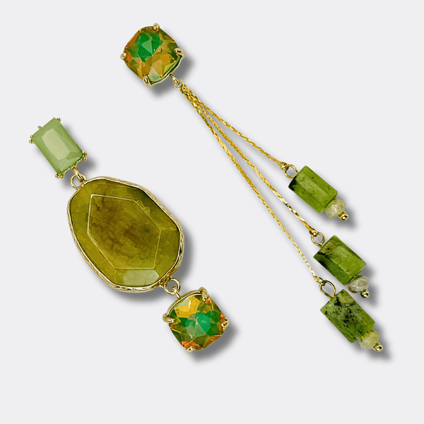 Calming Serpentine Earrings | Gold - Muze Earrings