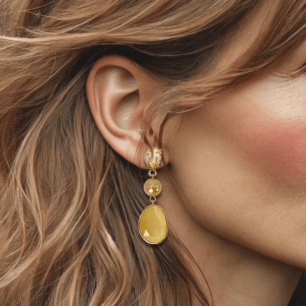 Champage Cat Eye Pearl Earrings | Gold - Muze Earrings