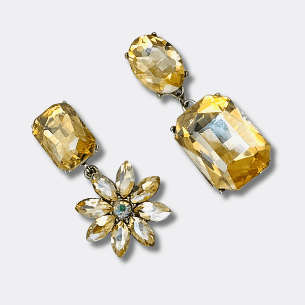 Champagne Flower Earrings | Silver - Muze Earrings