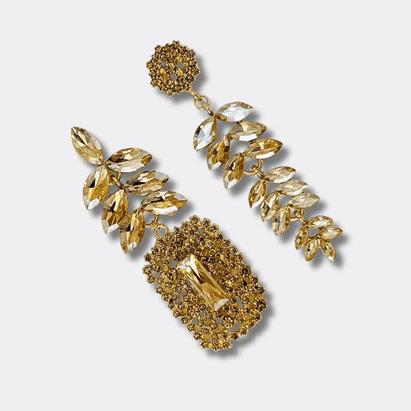 Champagne Strass Earrings | Gold - Muze Earrings