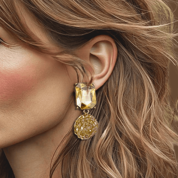 Clip Earrings Big Champagne | Gold - Muze Earrings