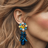 Clip Earrings Blue Flower | Gold - Muze Earrings