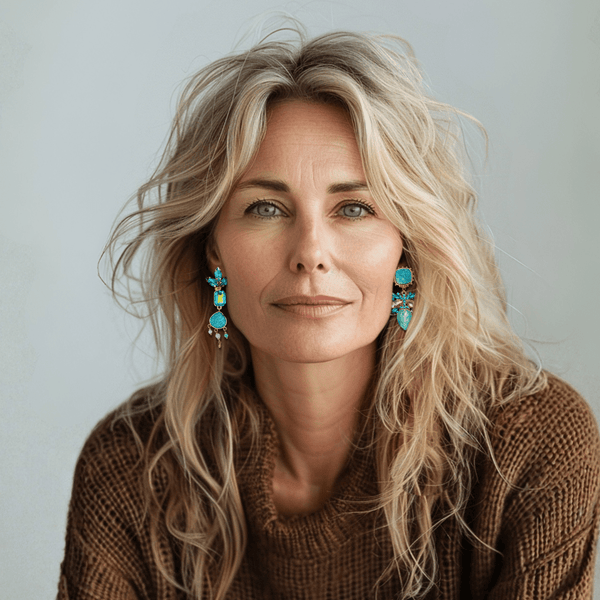 Clip Earrings Blue Green Apatite | Gold - Muze Earrings