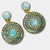 Clip Earrings Blue Luminous Halo | Gold - Muze Earrings