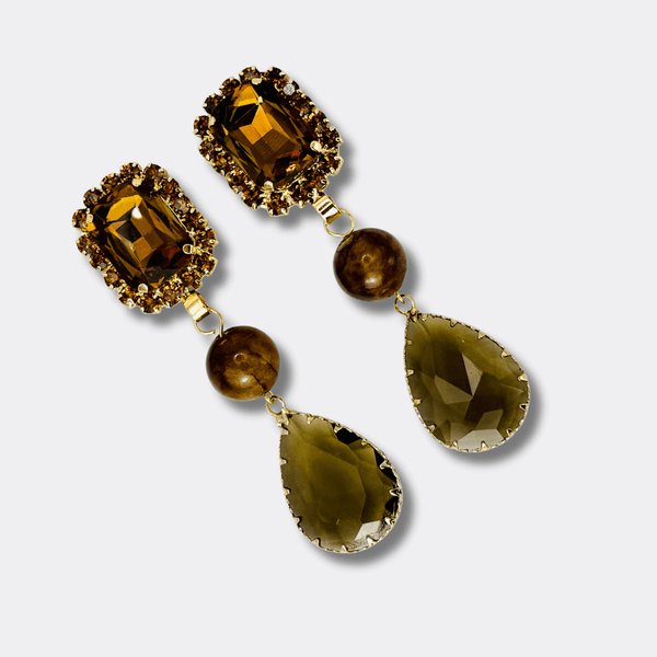 CLIP Earrings Brown Jade | Gold - Muze Earrings