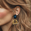 Clip Earrings Dark Blue Crystal | Gold - Muze Earrings