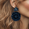 CLIP Earrings Dark Denim Flower | Gold - Muze Earrings